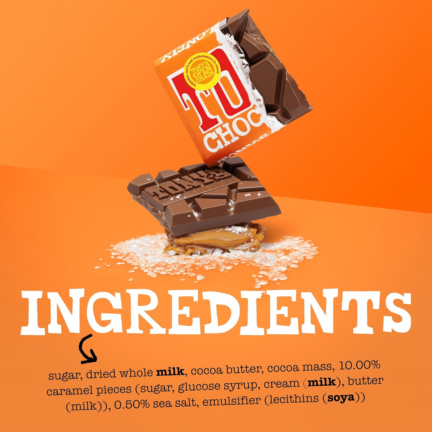 Tony's Chocolonely: Fairtrade Milk Chocolate, Caramel & Sea Salt 180g