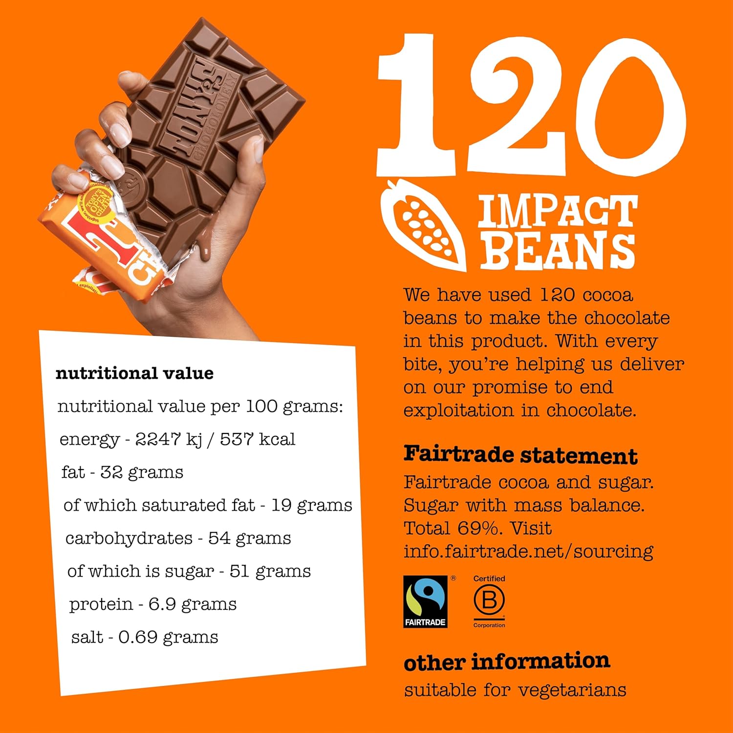 Tony's Chocolonely: Fairtrade Milk Chocolate, Caramel & Sea Salt 180g