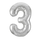Silver Number Balloons 0-9 34"