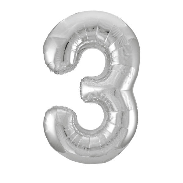Silver Number Balloons 0-9 34"