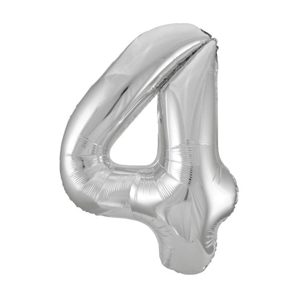 Silver Number Balloons 0-9 34"
