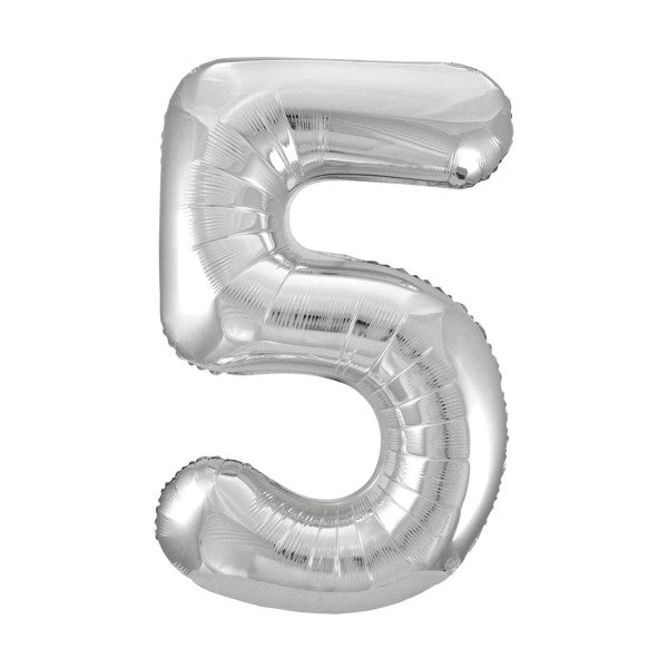Silver Number Balloons 0-9 34"