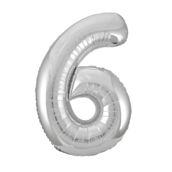 Silver Number Balloons 0-9 34"
