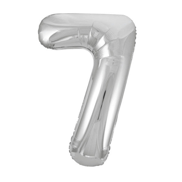 Silver Number Balloons 0-9 34"