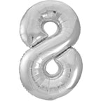 Silver Number Balloons 0-9 34"