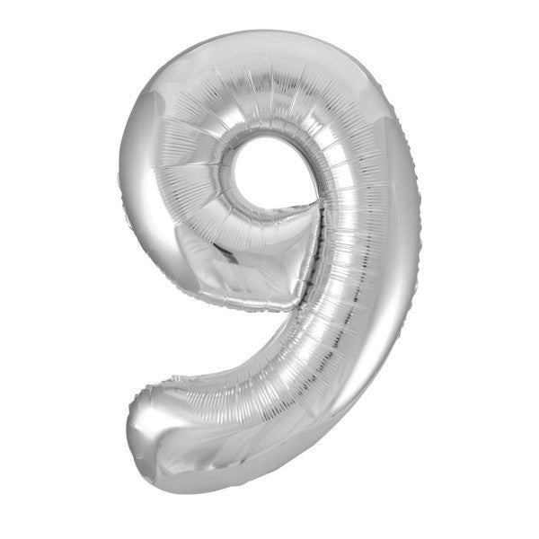 Silver Number Balloons 0-9 34"